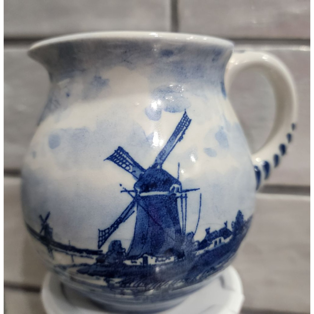 Blue And White Scenic Ceramic Pitcher, Excellent - Picture 2 of 6